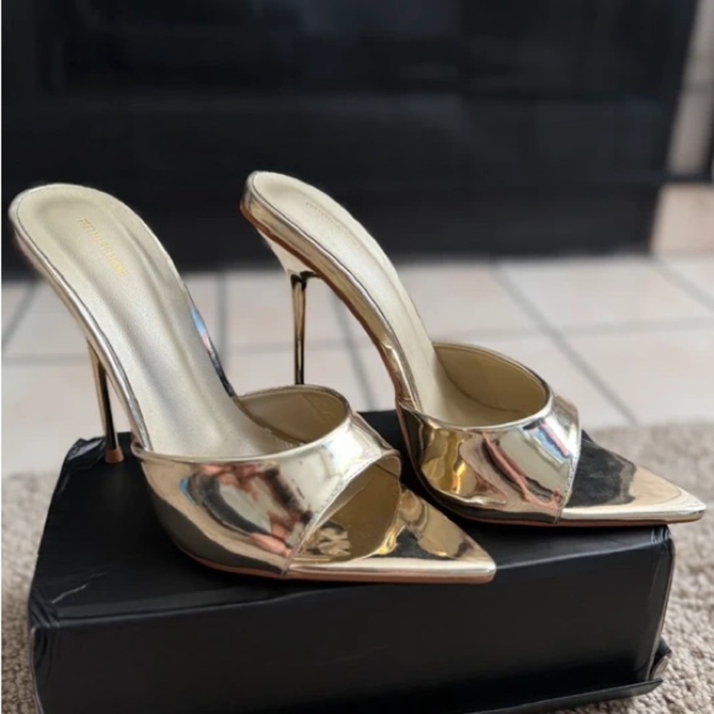 PrettyLittleThing Metallic Gold Stiletto Heels